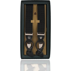 La Pescara Siyah - Gri Renk Deri Bağlantılı Erkek Pantolon Askısı PAN142