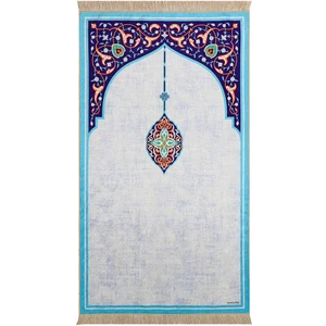 Bursa İpek Turkuaz Kadife Halı Seccade