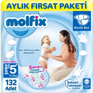 Bebek Bezi 5+ Beden Junior Plus Aylık Fırsat Paketi 132 Adet