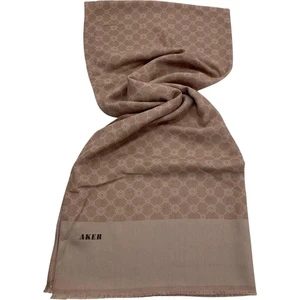 Elegance Şal Vizon Monogram Desenli 1090100-981