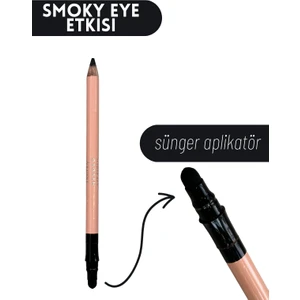 Dora Joy Smoky Göz Kalemi 02 Siyah Eye Pencil Sünger Aplikatörlü