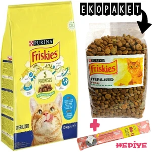 friskies Purina  Somonlu ve Sebzeli Kısırlaştırılmış Kedi Maması 1kg Ekopaket