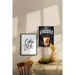 Özcanlar Çerçeve Coffee Time Temalı Çerçevesiz Çerçeve Görünümlü 2 Parça Mdf  Duvar Tablo Seti  Mdf  Tablo Set