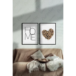 Özcanlar Çerçeve Home Temalı Çerçevesiz Çerçeve Görünümlü 2 Parça Mdf  Duvar Tablo Seti  Mdf Tablo Set