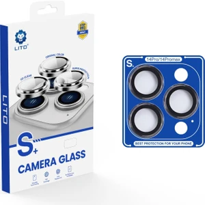 S+ iPhone 14 Pro/14 Pro Max Uygulama Aparatlı Kamera Lens Koruyucu Siyah