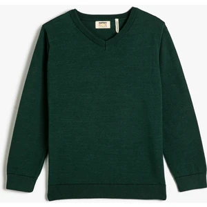 Basic Kazak V Yaka Uzun Kollu Pamuklu