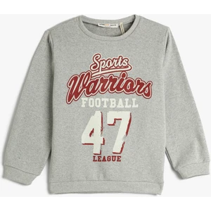 Sweatshirt Bisiklet Yaka Uzun Kollu Baskılı Şardonlu