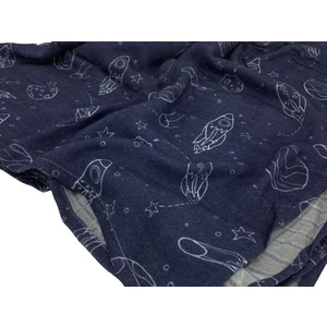 Ecotton Works Uzay Desenli Bambu Bebek Çocuk Müslin Bez Örtü 120X120 cm