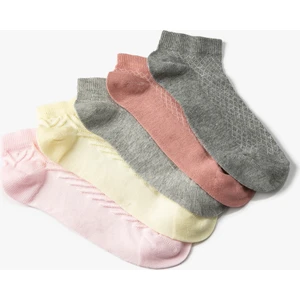 5'li Patik Çorap Seti Dokulu Çok Renkli