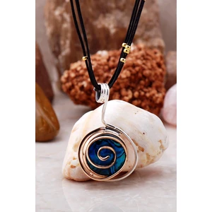 Sümer Telkari Okyanus Sedefi Taşlı Tasarım Gümüş Kolye 6447