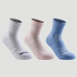 ARTENGO Çocuk Tenis Çorabı - Orta Boy Konçlu - 3 Çift - Pembe / Beyaz / Mavi - RS500