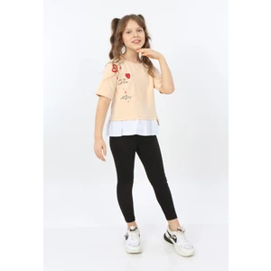 Toontoy Kids Kız Çocuk Cool And Fancy Yazılı Kalp Baskılı Tişört