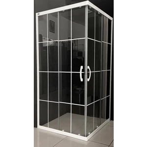 Duşakabin Kare Şeffaf Beyaz Çizgi 5mm H:190