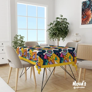 Artboard 2 Desenli Kare - Dikdörtgen Süet Dertsiz Masa Örtüsü