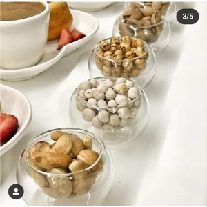 Dmr Home Sarp Home 6'Lı 50ml Çift Cidar Cam Mini Sosluk Reçellik Kase Çift Cidarlı Mini Sosluk Drajelik Lokumluk