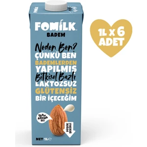Badem Sütü 1 L X6 Glutensiz Bitkisel Bazlı Laktozsuz Vegan