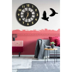 Dekoratif Aynalı Duvar Saati 50X50CM + Kuşlu Tablo