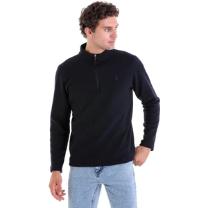 Lacivert Regular Fit Yarım Balıkçı Yaka Fermuarlı Polar Sweatshirt