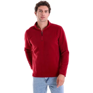 Bordo Regular Fit Yarım Balıkçı Yaka Fermuarlı Polar Sweatshirt