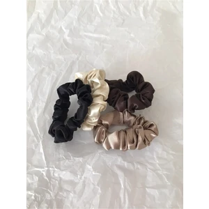 Donna Liberta Kadın Saten Kumaş Küçük Scrunchie Simit 4'lü Toka Seti