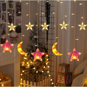 Sge Teknoloji 3 Metre 20 LED Rgb Ay Yıldız LED Perde Işığı Peri LED Ev Dekorasyon