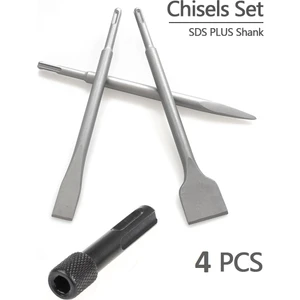 Kırıcı  Matkap Için Sds Plus Matkap Uç Seti Murç Keski 1/4 Hex Vidalama Adaptörü  4 Parça