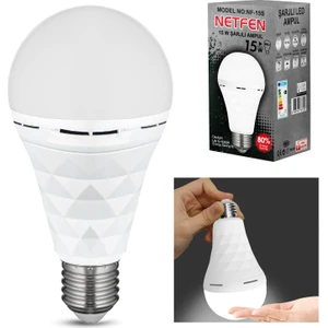 Şarjlı LED Ampül 220V 15W Beyaz E27 Netfen NF-15S
