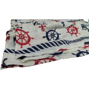 Ecotton Works Denizci Desen Bambu Pamuklu Müslin Bebek Örtüsü