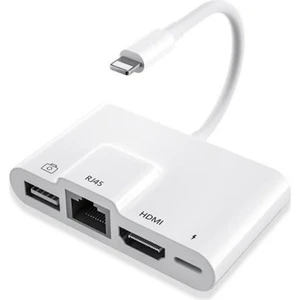 Ally Iphone 3in1 Lightning HDMI RJ45 Otg Digital Av Adaptör Hub