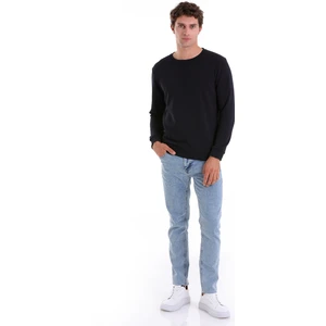 Lacivert Regular Fit Düz Pamuklu Bisiklet Yaka Sweatshirt