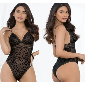 Siyah Transparan Leopar Desenli Babydoll