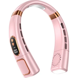 Happy World Shopping 5 Hız Fan USB Şarj Taşınabilir Dijital Ekran Soğutucu Işık Asılı Boyun Fan Sessiz Fan Klima (Yurt Dışından)