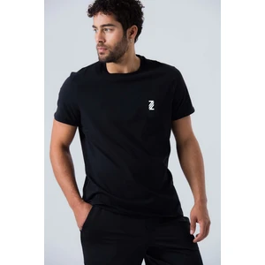 Zinde LIFE P-005961-ERKEK %100 Pamuklu Bisiklet Yaka Kısa Kol Rahat Kesim Casual Spor T-Shirt - Tişört-Siyah
