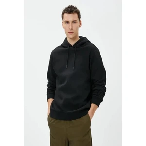 Erkek Basic Kapşonlu Sweat Uzun Kollu Siyah
