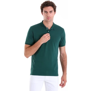 K.yeşil Comfort Fit Düz 100% Pamuk Polo Yaka Tişört