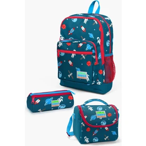 Coral High Kids Civit Kırmızı Uzay Desenli 3’lü Okul Çanta Seti SET0123116