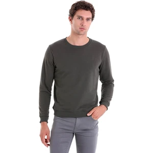Haki Regular Fit Düz Pamuklu Bisiklet Yaka Sweatshirt