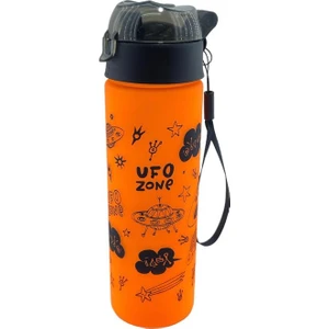 Turuncu Ufo Desenli 500 ml Kilitli Matara P-8311