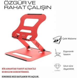 Katlanabilir Tüm Modellerle Uyumlu Dayanıklı Kolay Ayarlanır Paslanmaz Çelik Laptop Standı