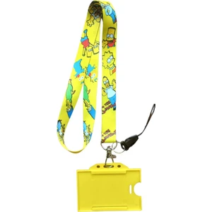 Dodo Bone Simpson Sarı Kart Askı Ipi; Yaka Askı Ipi, Boyun Askı, Telefon Askı Aparatı ve Sarı  Plastik Kartlık,