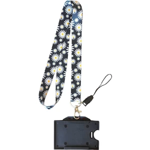 Dodo Bone Papatya Kart Askı Ipi, Yaka Askı Ipi, Boyun Askı Ipi ve Telefon Askı Aparatı ; Siyah Plastik  Kartlık