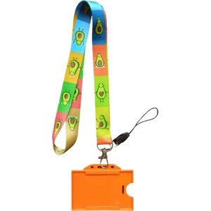 Dodo Bone Avakado Kart Askı Ipi, Yaka Askı Ipi, Boyun Askı ve Telefon Askı Aparatı ve Turuncu  Kartlık,2 cm