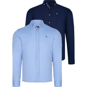 Ikili Set G674 Dewberry Erkek Gömlek Lacivert Bebe Mavi