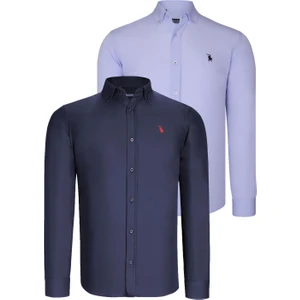 İkili Set G725  Erkek Gömlek-Lacivert-Lila