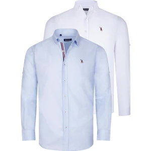 Ikili Set G674 Dewberry Erkek Gömlek Beyaz Açık Mavi