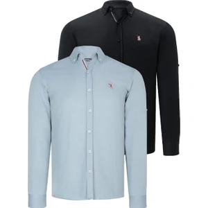 Ikili Set G674 Dewberry Erkek Gömlek Siyah Su Yeşili