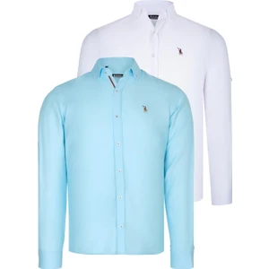 Ikili Set G674 Dewberry Erkek Gömlek Beyaz Camgöbeği