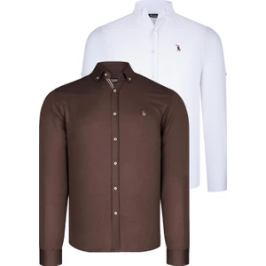 Ikili Set G674 Dewberry Erkek Gömlek Beyaz Toprak