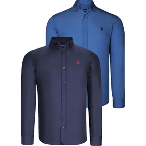 İkili Set G725  Erkek Gömlek-Lacivert-Indigo