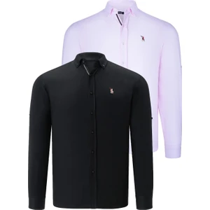 Ikili Set G674 Dewberry Erkek Gömlek Siyah Pembe